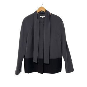 Preston & York Women Size 18 Suit Jacket Blazer With Scarf ColorBlock Black Gray